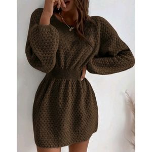 Corset Waist Batwing Sleeves Sweater Dress